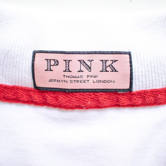 PINK Jerome Pink Red and Blue Striped White Polo Shirt Size Large - Picture 3 of 8